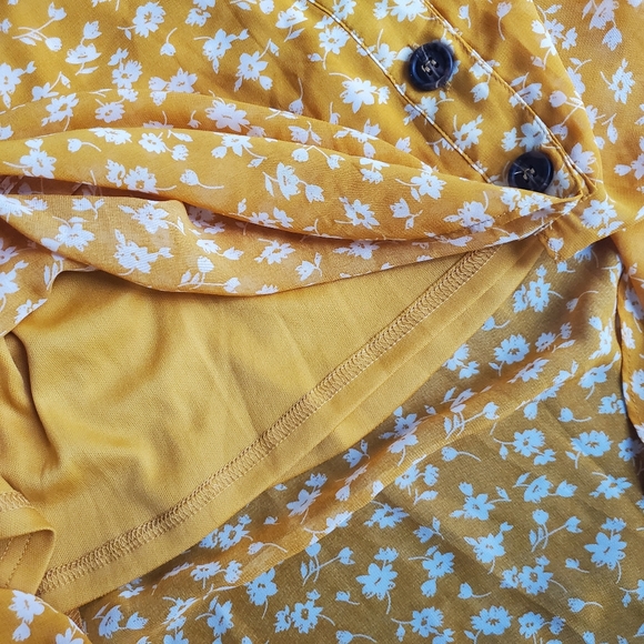 Lulu's Yellow Flowy Floral Midi Dress with Slit - Picture 9 of 13